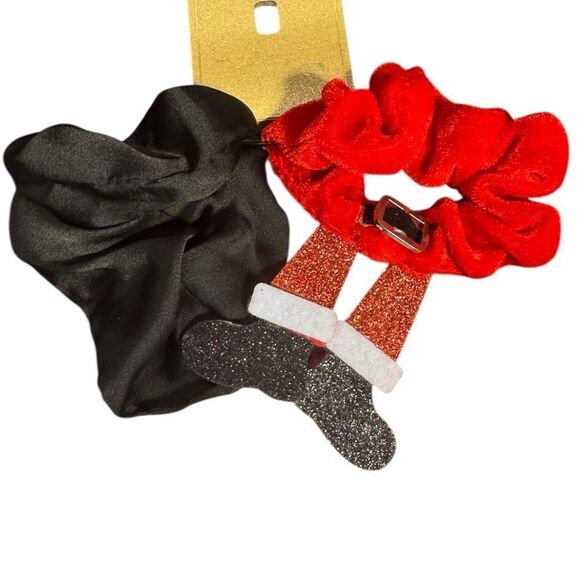Holiday Lane Festive Red and Black Scrunchie Set - Picture 2 of 3